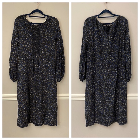 Beautiful Hanae Mori blue & black silk floral print midi long style dres… - Picture 1 of 11